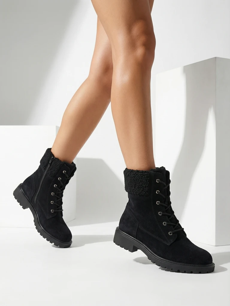 Eco suede laced women's ankle boots Trevolla