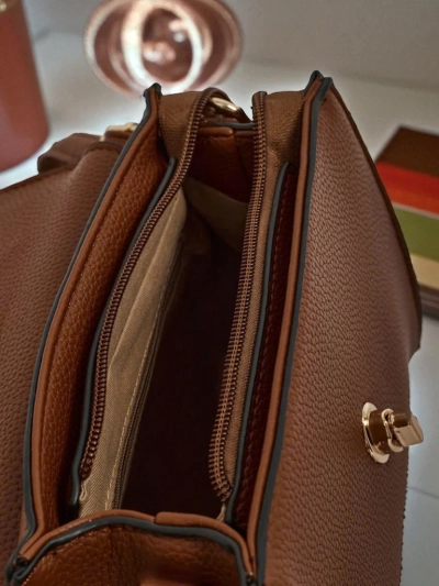 Camelia Eco-Leather and Suede Handbag