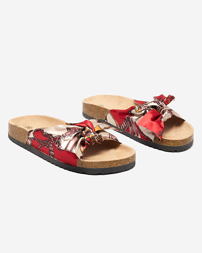 Women's red slippers with a fashionable fabric upper Laneso - Footwear