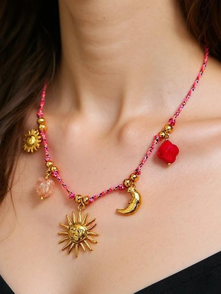 Solaria Lunae Aurelia Necklace – with sun and moon charms