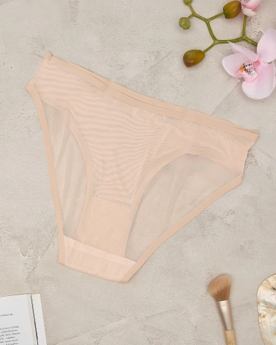 Royalfashion Bēšas sieviešu biksītes no tīklveida auduma