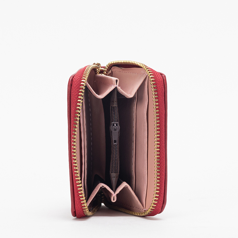 Maroon Small Women's Wallet with Keyring - Accessories