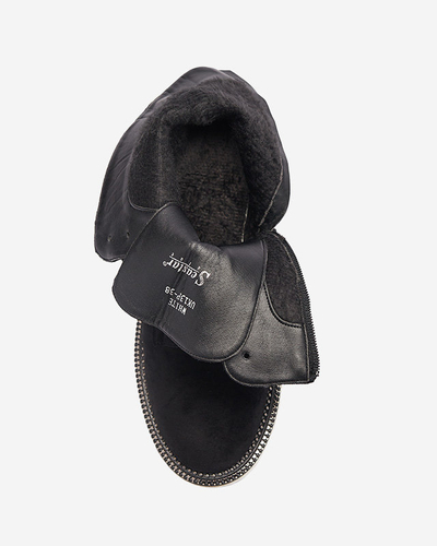 Black women's boots on a low post Savet - Footwear