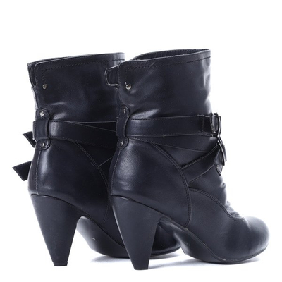 Black eco-leather ankle boots on a high heel Marryna - Footwear