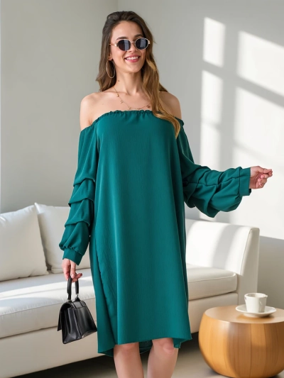 Royalfashion Gluda sieviešu kleita a'la spāņu stilā ar volāniem