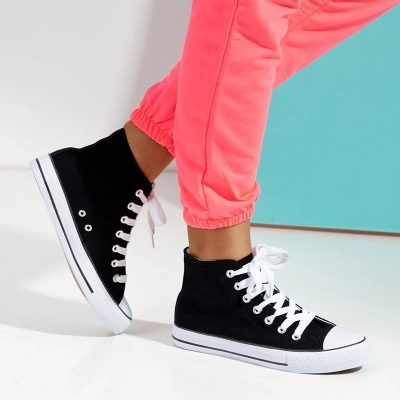 OUTLET Women's black high-top trainers Skarllet - Footwear