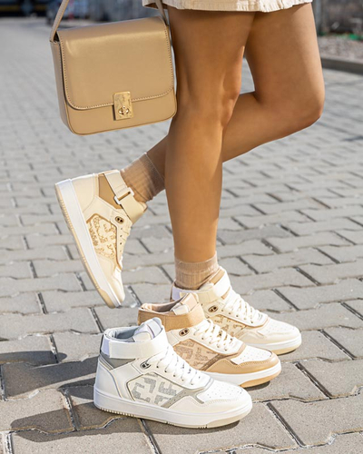 Women's light brown sports shoes with a high upper Retila - Footwear