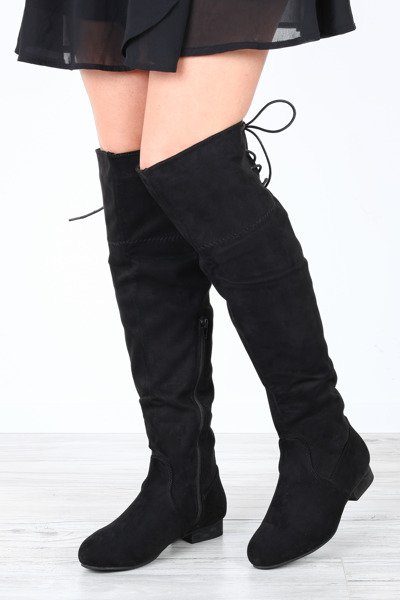 Czarne kozaki na płaskim obcasie Minia - Obuwie