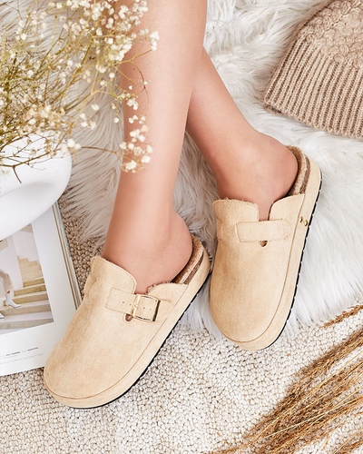 Royalfashion Women's slippers with sheepskin and buckle Kajis