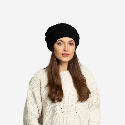 Melna sieviešu silta cepure ar pomponu - Aksesuāri