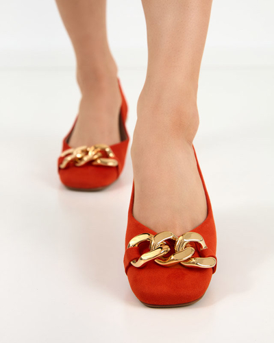 OUTLET Orange women's ballerinas with Caviene decoration - Footwear
