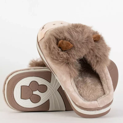 OUTLET Animmes beige bull slippers for children - Footwear