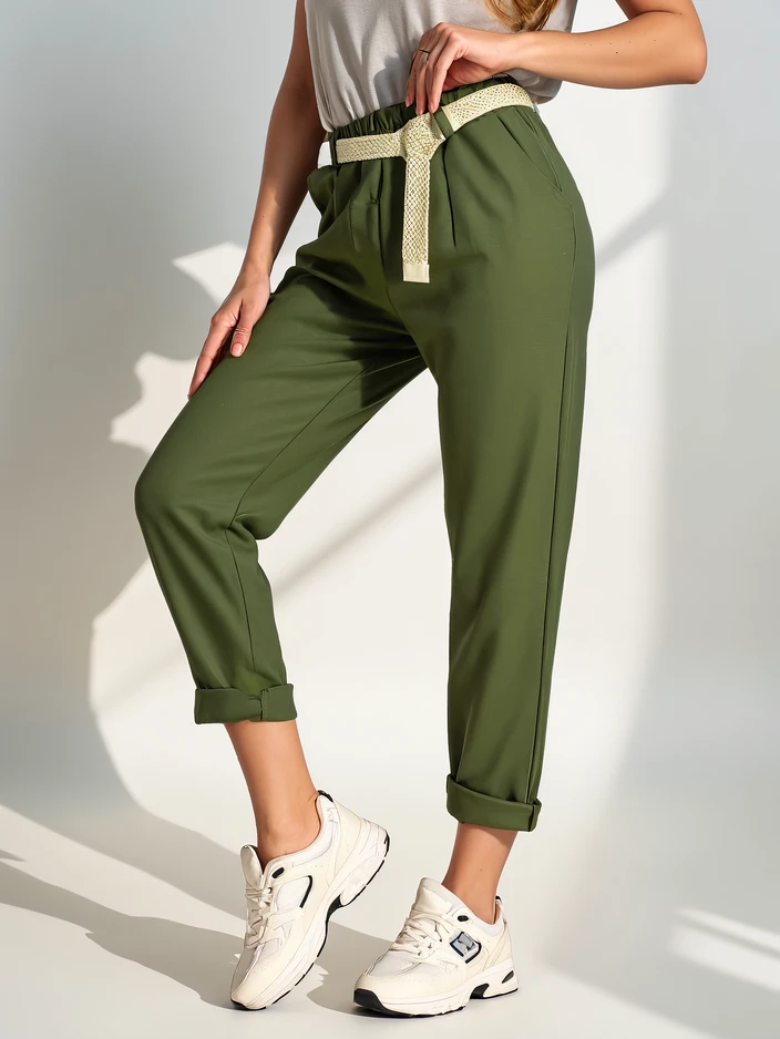 Royalfashion Simple women's trousers with a belt