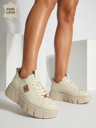 Sacerr Women's Natural Leather Sport Sneakers