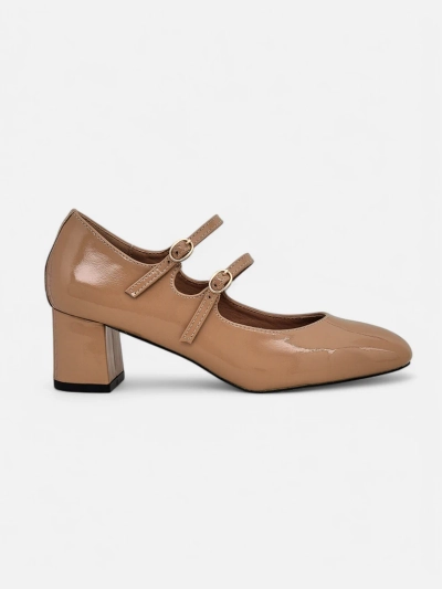 Royalfashion Patent women's heeled pumps with straps Ovigs
