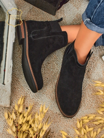 Black Ariston Leather Suede Ankle Boots