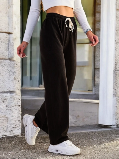 Royalfashion Women's wide ribbed pants