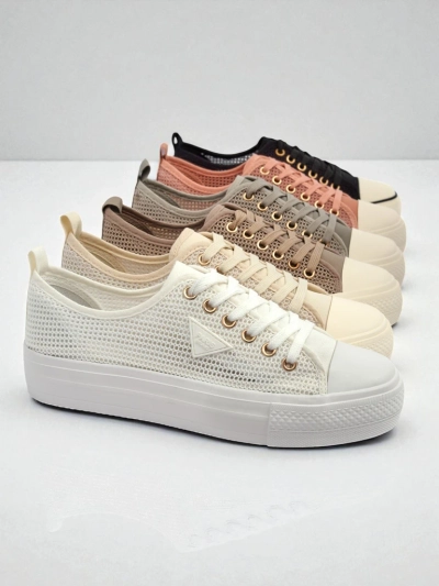 Women's White Ariadne Mesh Sneakers – Breathable Flat Sole Sneakers
