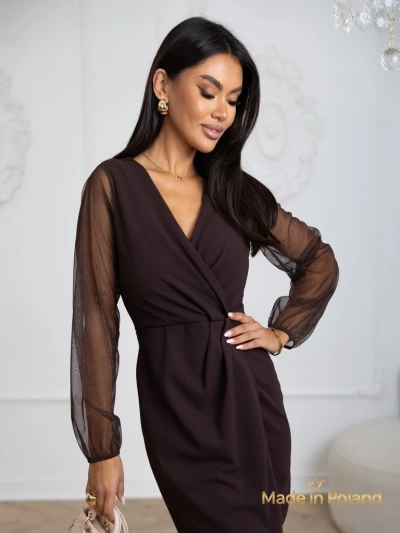 Elegant Women's Mini Dress with Mesh Sleeves Melisa
