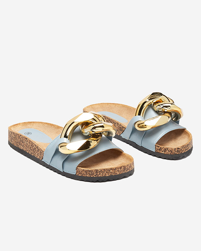 Sieviešu zilas čības ar Sofig- Footwear dekorāciju