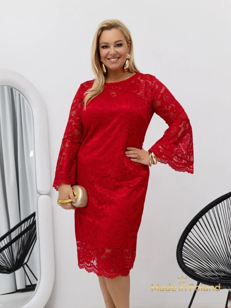 Women's Lace Midi Dress with Wide Sleeves Kiss Star