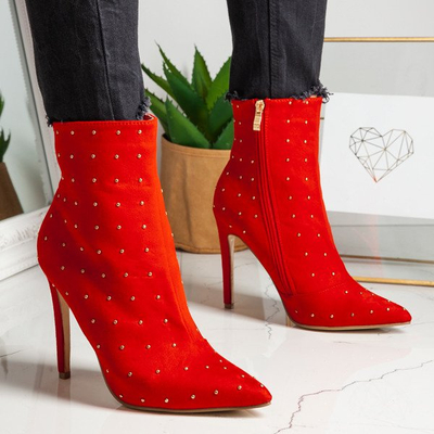 Red ankle boots with Audrey jets - Footwear 1