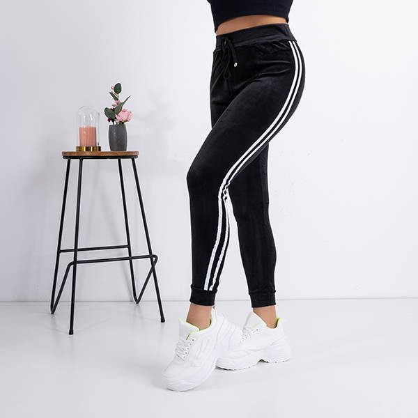 Black sweatpants with stripes PLUS SIZE - Clothing