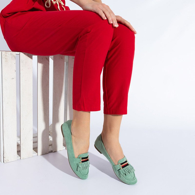 Green women's moccasins with tassels Morisa - Footwear