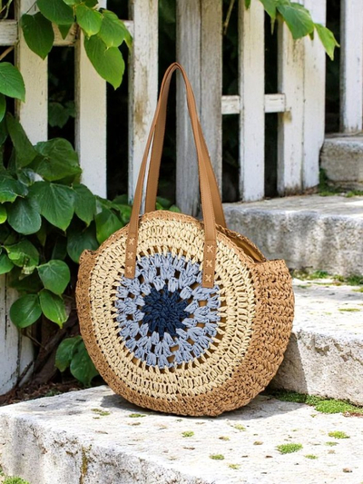 Royal Fashion Women's Large Straw Flora Handbag