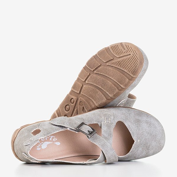 Light gray women's shoes fastened with Velcro Grazena - Footwear
