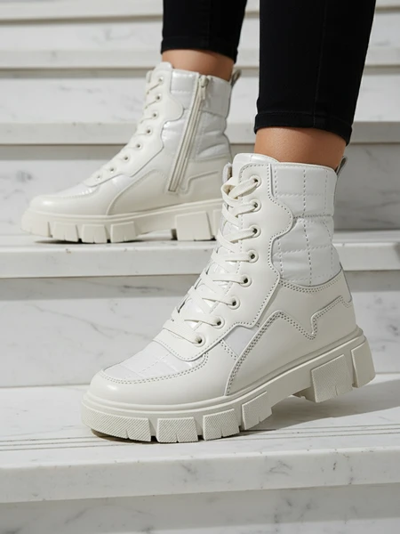 Calista Obuwie Damskie Modne Plaski Botki Kremowe