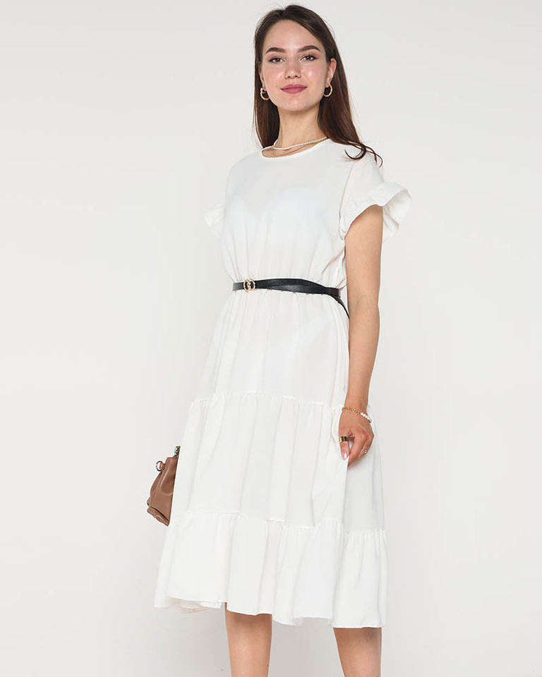 Women's white dress with frills - Clothing