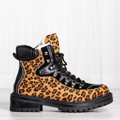Leopard print boots insulated with Dori sheepskin coat - Footwear