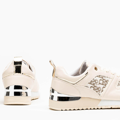 Beige women's sports shoes with a silver insert Klam - Shoes