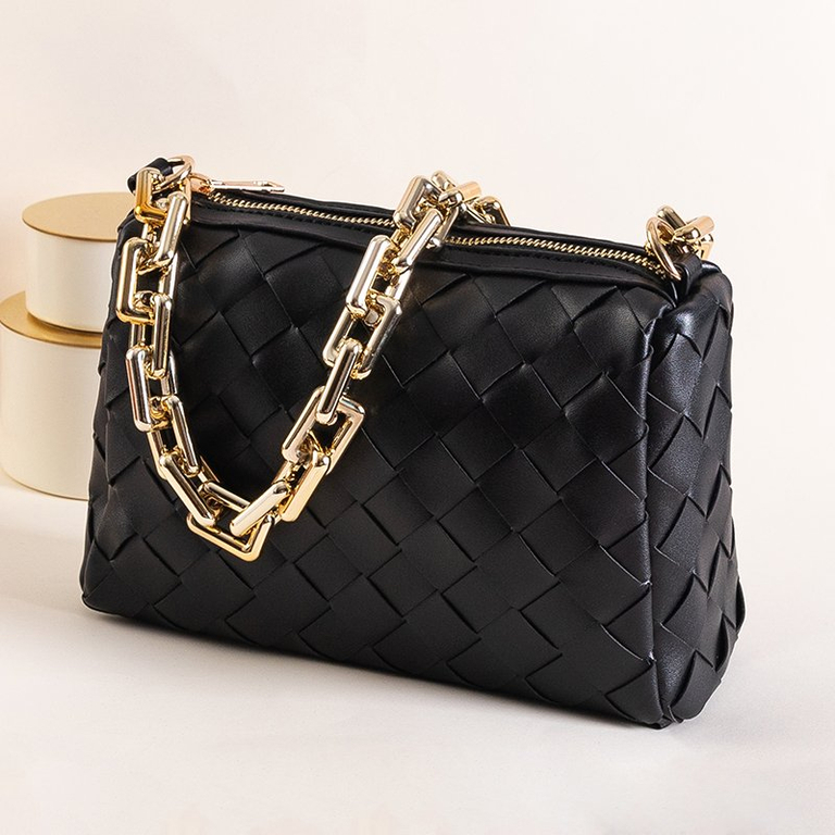 Black woven women's handbag - Handbags