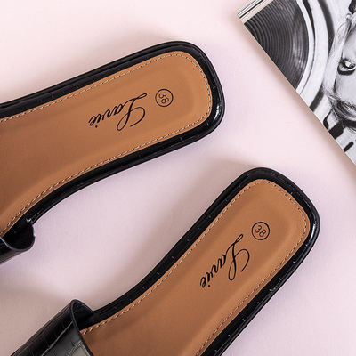 Black women's slippers with Leylanne embossing - Footwear