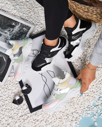 Women's white and black sports sneakers Ziragga- Footwear