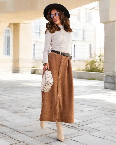 Royalfashion Женская юбка-миди с декоративными пуговицами