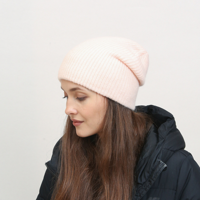 Light pink knitted women's beanie - Accessories