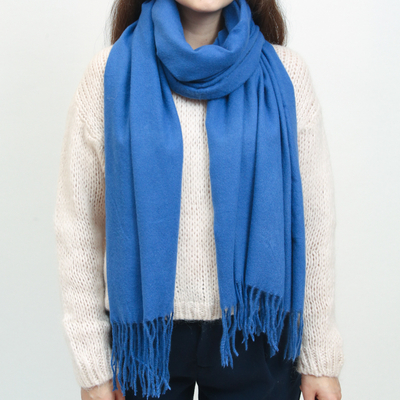 Cobalt large warm scarf with tassels - Accessories