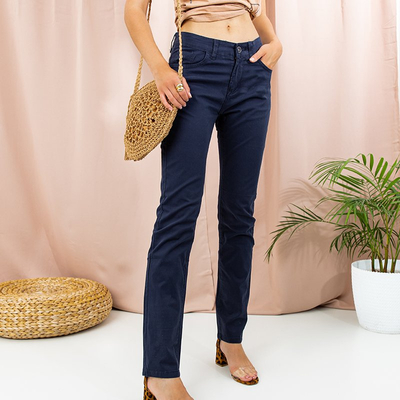 Navy blue women's straight pants - Clothing