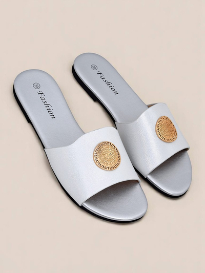 Royalfashion Damskie klapki na płaskij podešvje Golden Slip