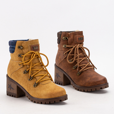 Mustard women's boots on the post Royaltan - Footwear
