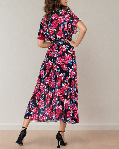 Royalfashion Женское плиссированное цветочное платье-миди