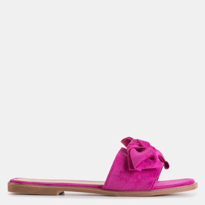 Fuchsia women's slippers with a Bonjour bow - Shoes