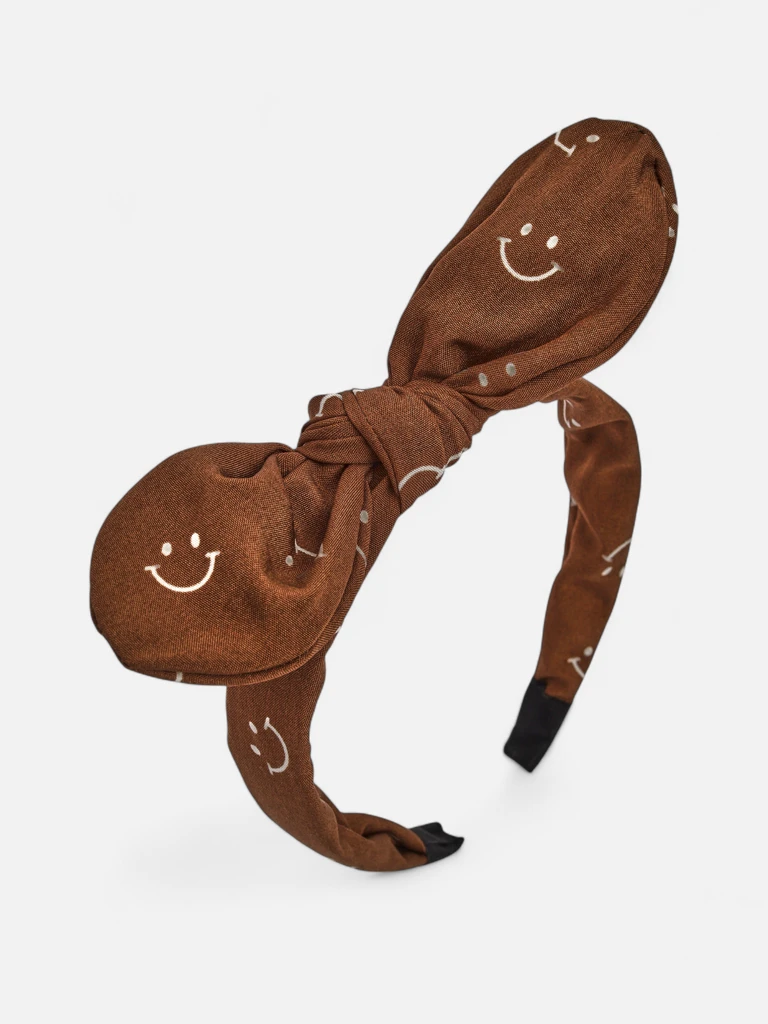 Royalfashion Children's headband with a bow with a smiley face print