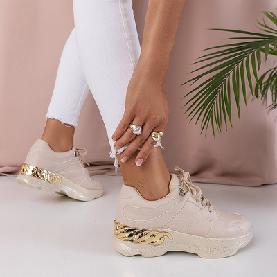 Beige women's sports sneakers Hendi - Footwear