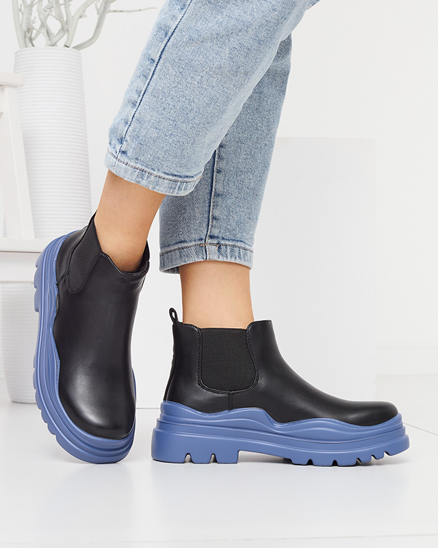 Women's black slip-on boots on a purple Beja sole - Footwear