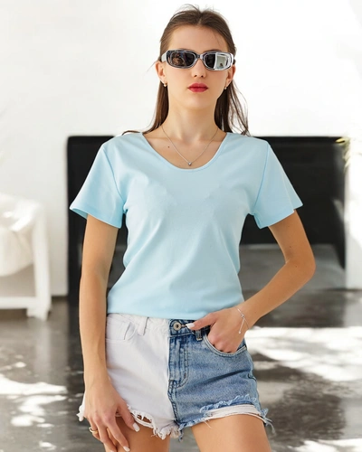 Royalfashion Sieviešu kokvilnas t-krekls ar mežģīnēm aizmugurē