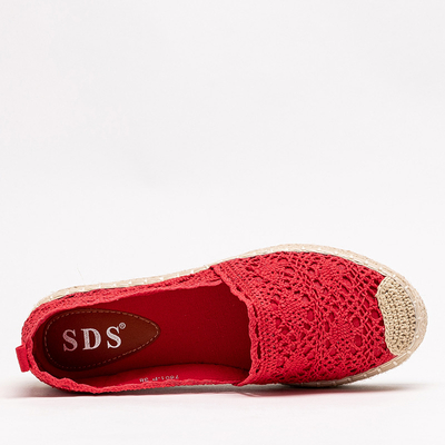Red women's openwork espadrilles on the platform Ezerra - Footwear